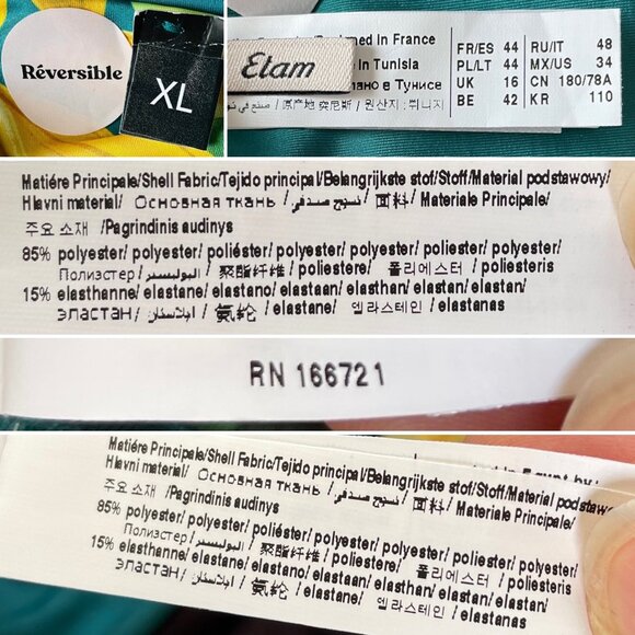 Etam Reversible Foldover ropical Splash Bikini Bottom XL w/Ties - Picture 10 of 10